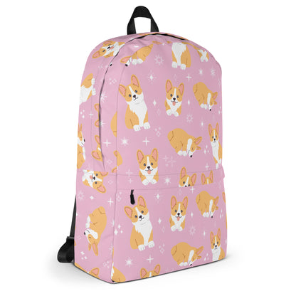 Girls Pink Corgi Dog Backpack