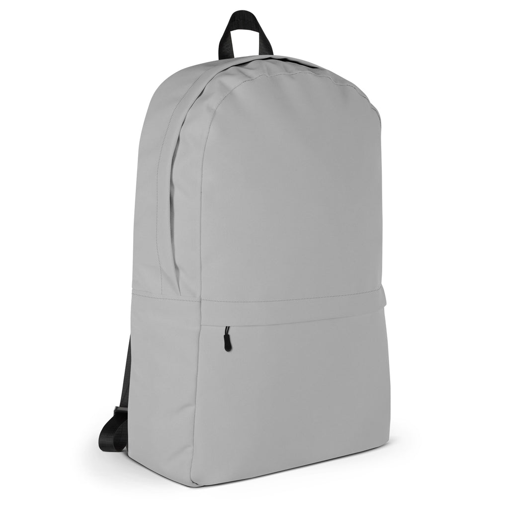 Kids gray backpack minimalist design with black zippers and straps suitable for everyday use