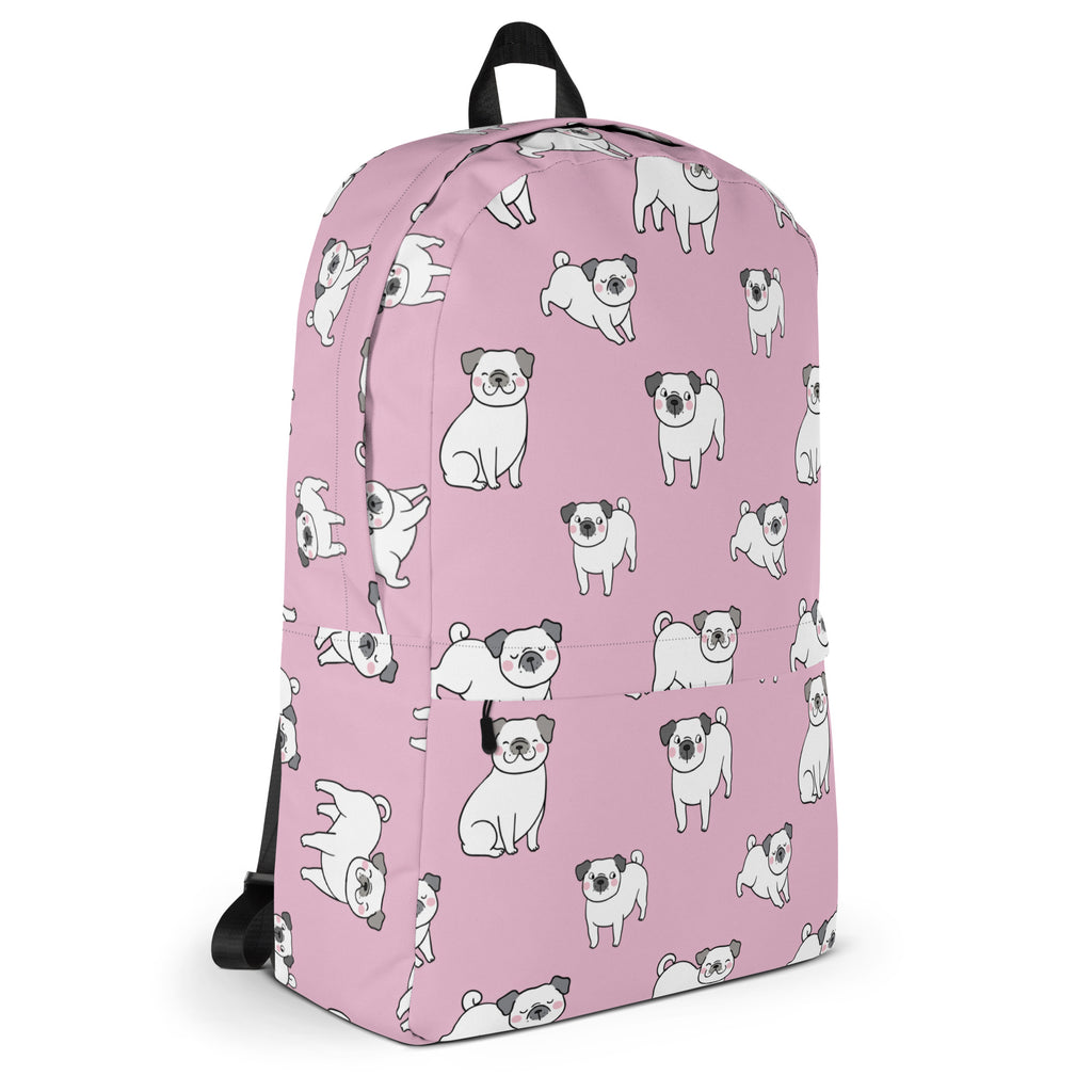 Girls Pink Pug Backpack