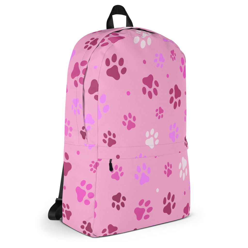 Girls Pink Paw Print Backpack