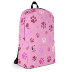 Girls Pink Paw Print Backpack