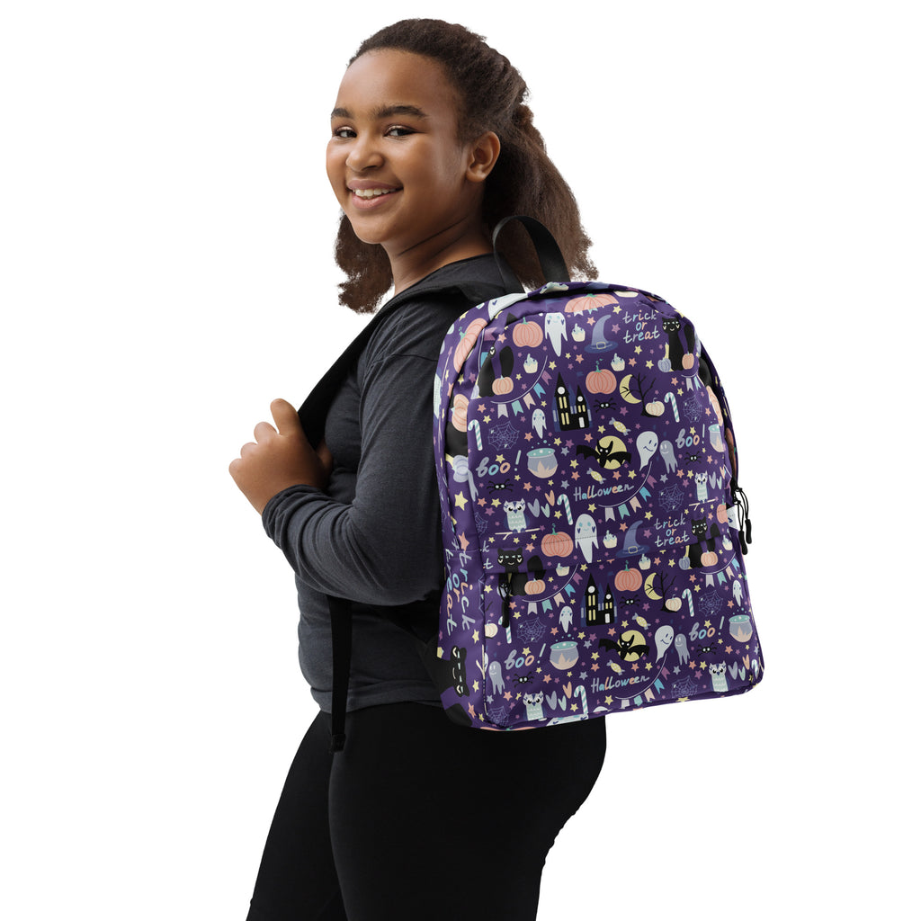Kids Spooky Halloween Backpack - Water-Resistant School Bag With Adjustable Padded Straps & Breathable Mesh Back