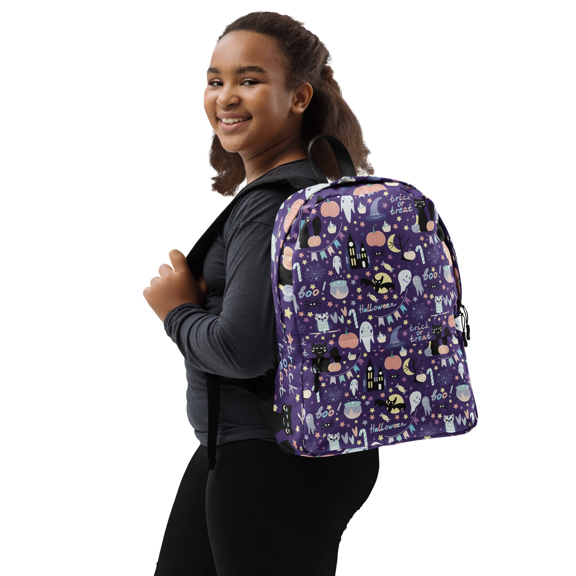 Kids Spooky Halloween Backpack - Water-Resistant School Bag With Adjustable Padded Straps & Breathable Mesh Back