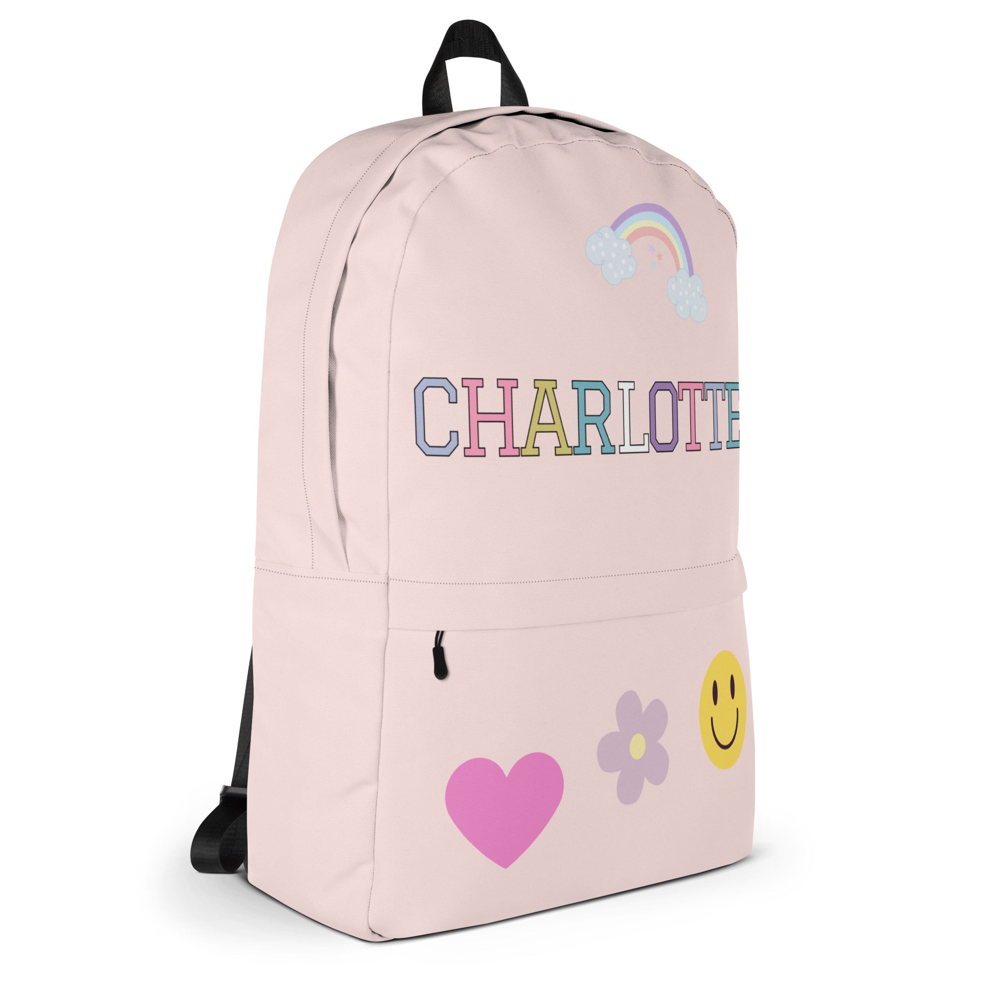 Girls Personalized Rainbow Backpack - Water-Resistant School Bag With Adjustable Padded Straps & Breathable Mesh Back