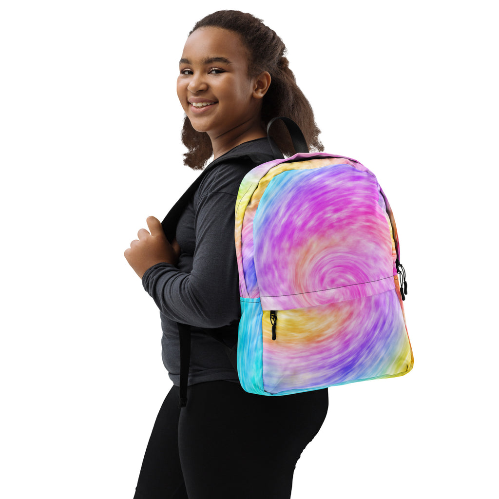 Kids Rainbow Tie Dye Backpack - Water-Resistant School Bag With Adjustable Padded Straps & Breathable Mesh Back