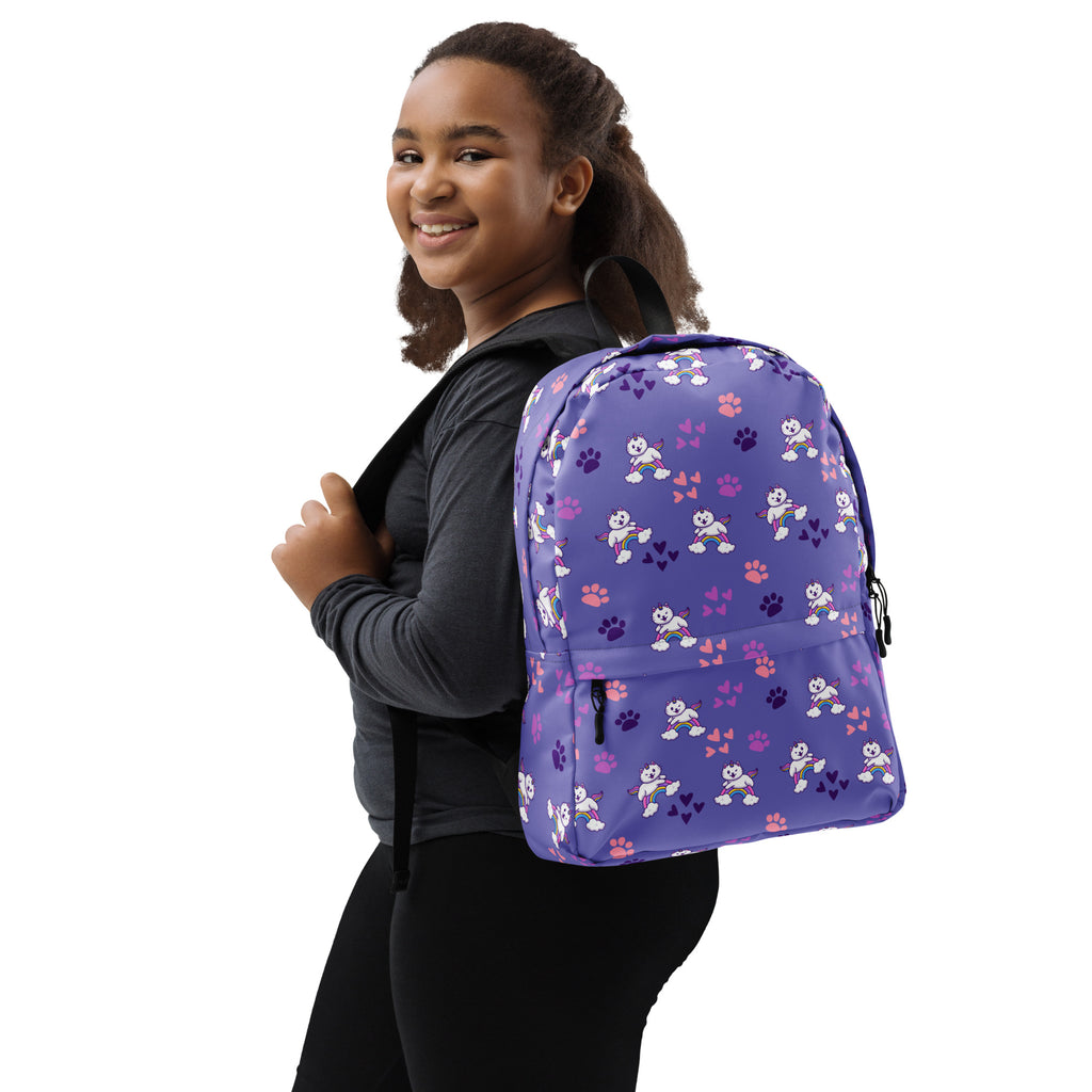 Girls Purple Caticorn Backpack - Water-Resistant School Bag With Adjustable Padded Straps & Breathable Mesh Back