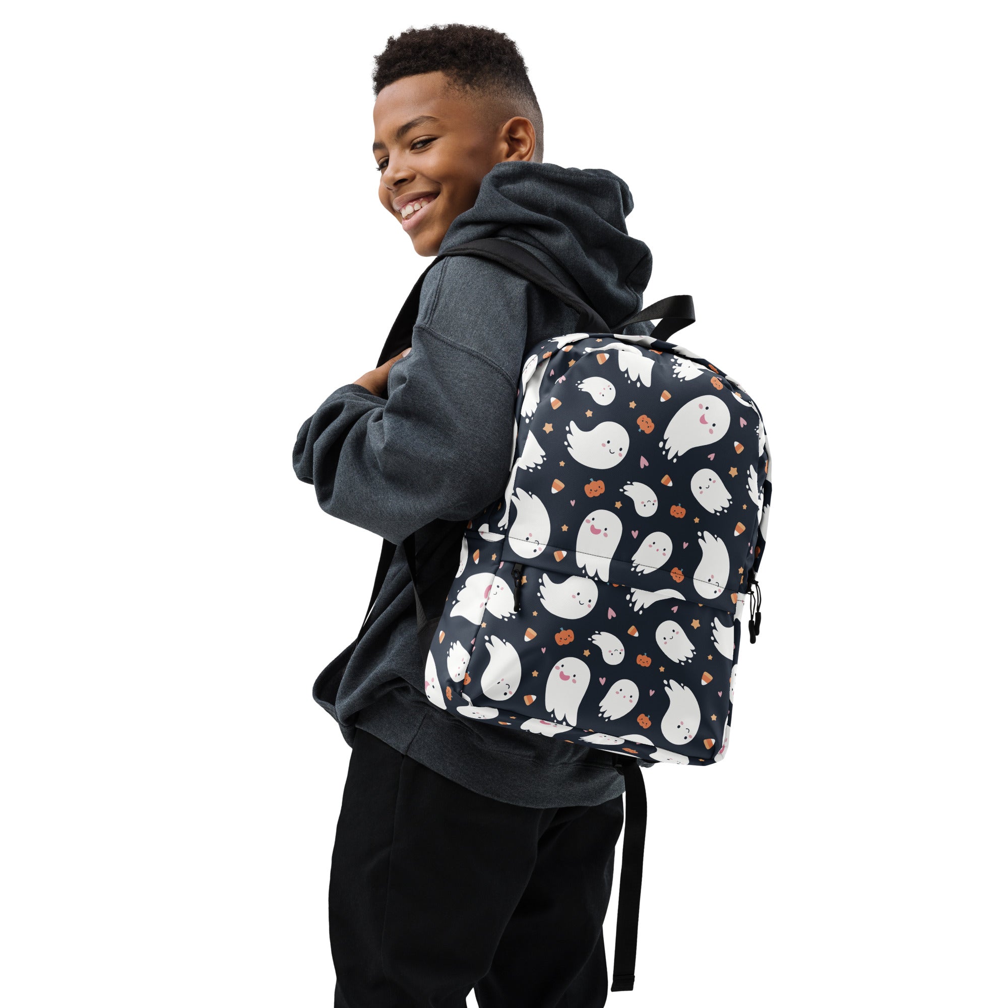 Kids Ghost Halloween Backpack - Water-Resistant School Bag With Adjustable Padded Straps & Breathable Mesh Back