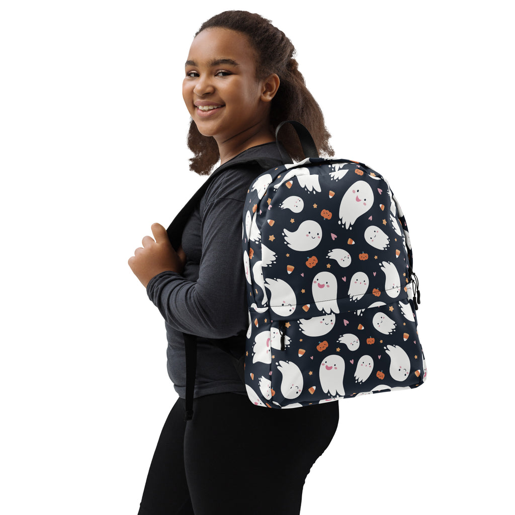 Kids Ghost Halloween Backpack - Water-Resistant School Bag With Adjustable Padded Straps & Breathable Mesh Back