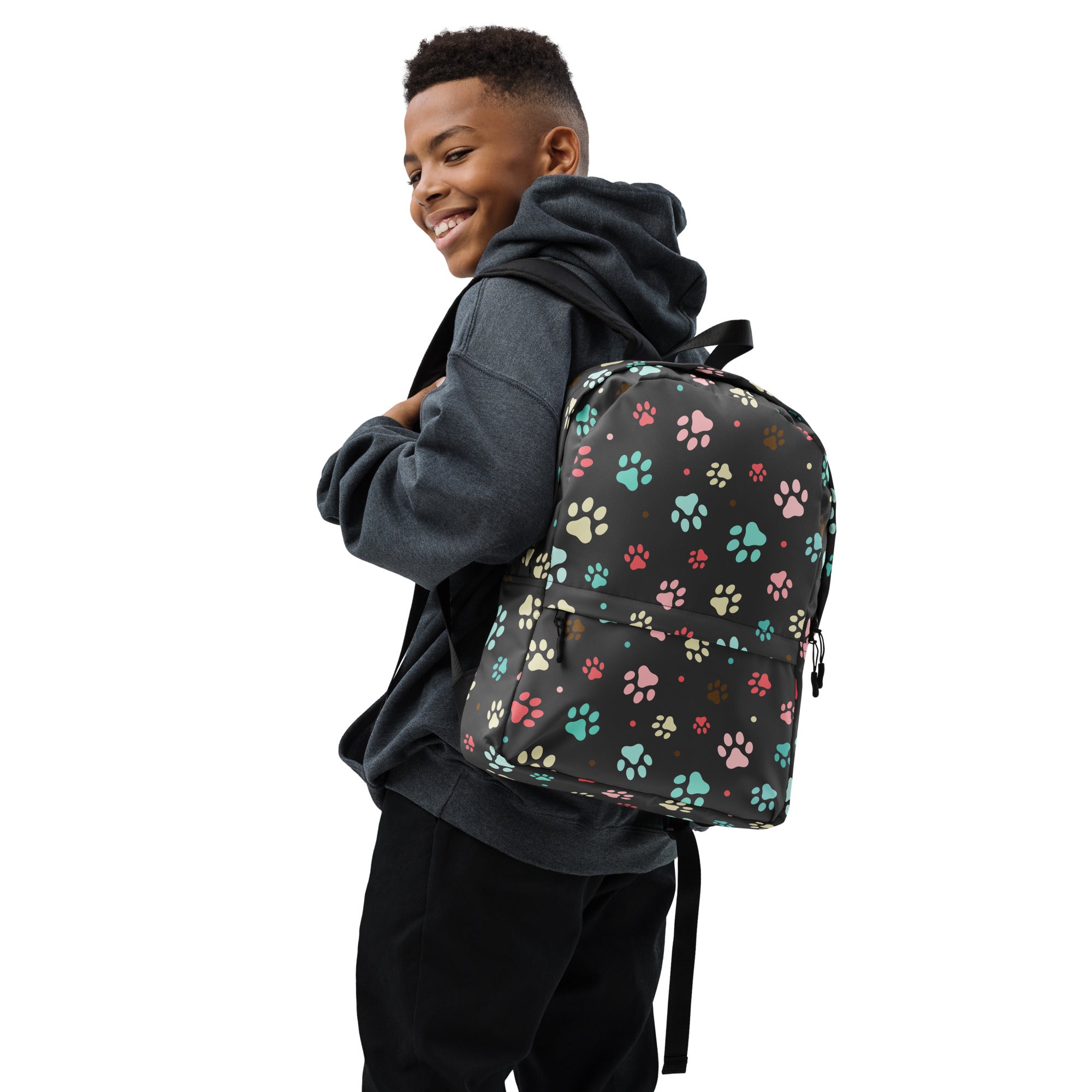 Kids Colorful Paw Print Backpack - Water-Resistant School Bag With Adjustable Padded Straps & Breathable Mesh Back
