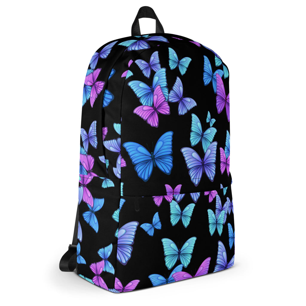 Girls Vibrant Butterfly Backpack - Water-Resistant School Bag With Adjustable Padded Straps & Breathable Mesh Back