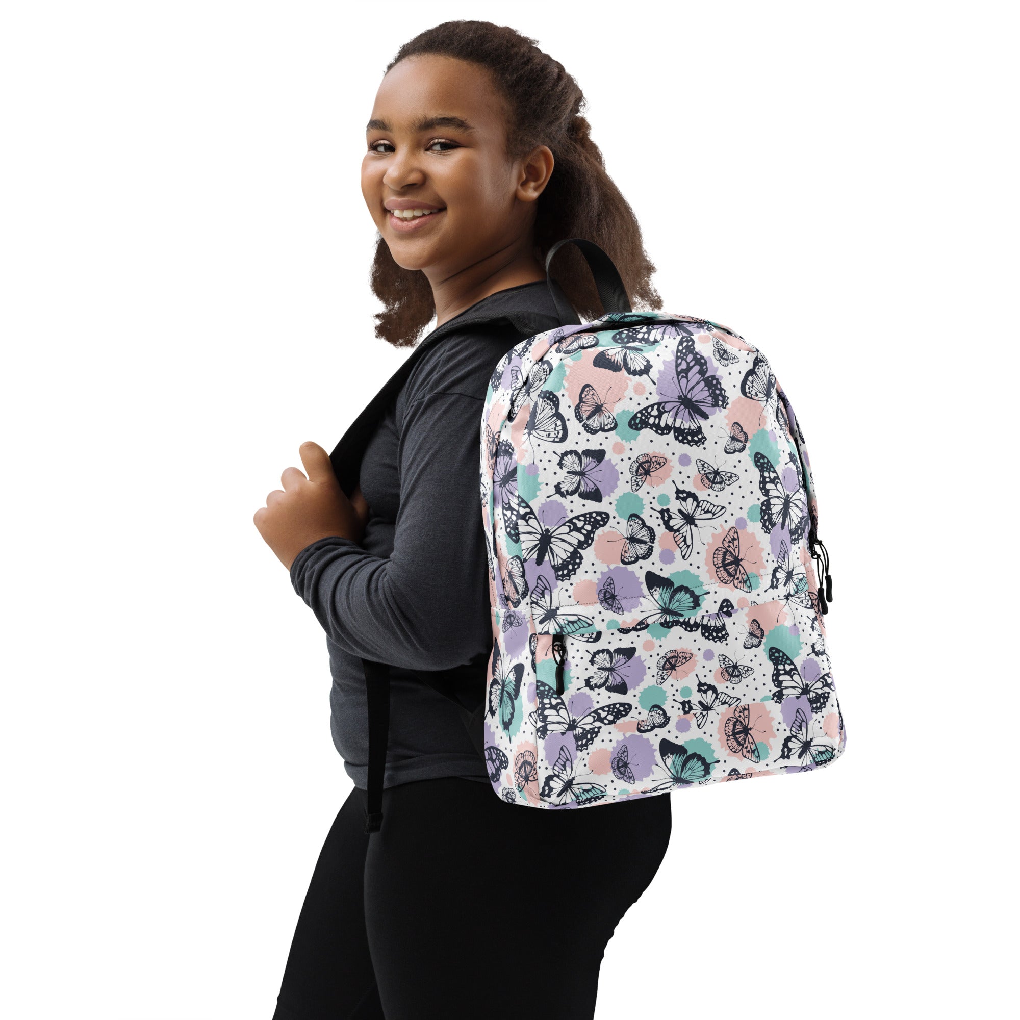 Girls Butterfly Backpack - Water-Resistant School Bag With Adjustable Padded Straps & Breathable Mesh Back
