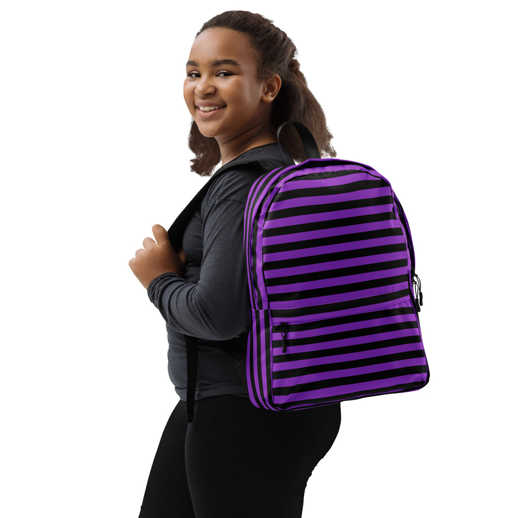 Kids Purple and Black Halloween Backpack - Water-Resistant School Bag With Adjustable Padded Straps & Breathable Mesh Back