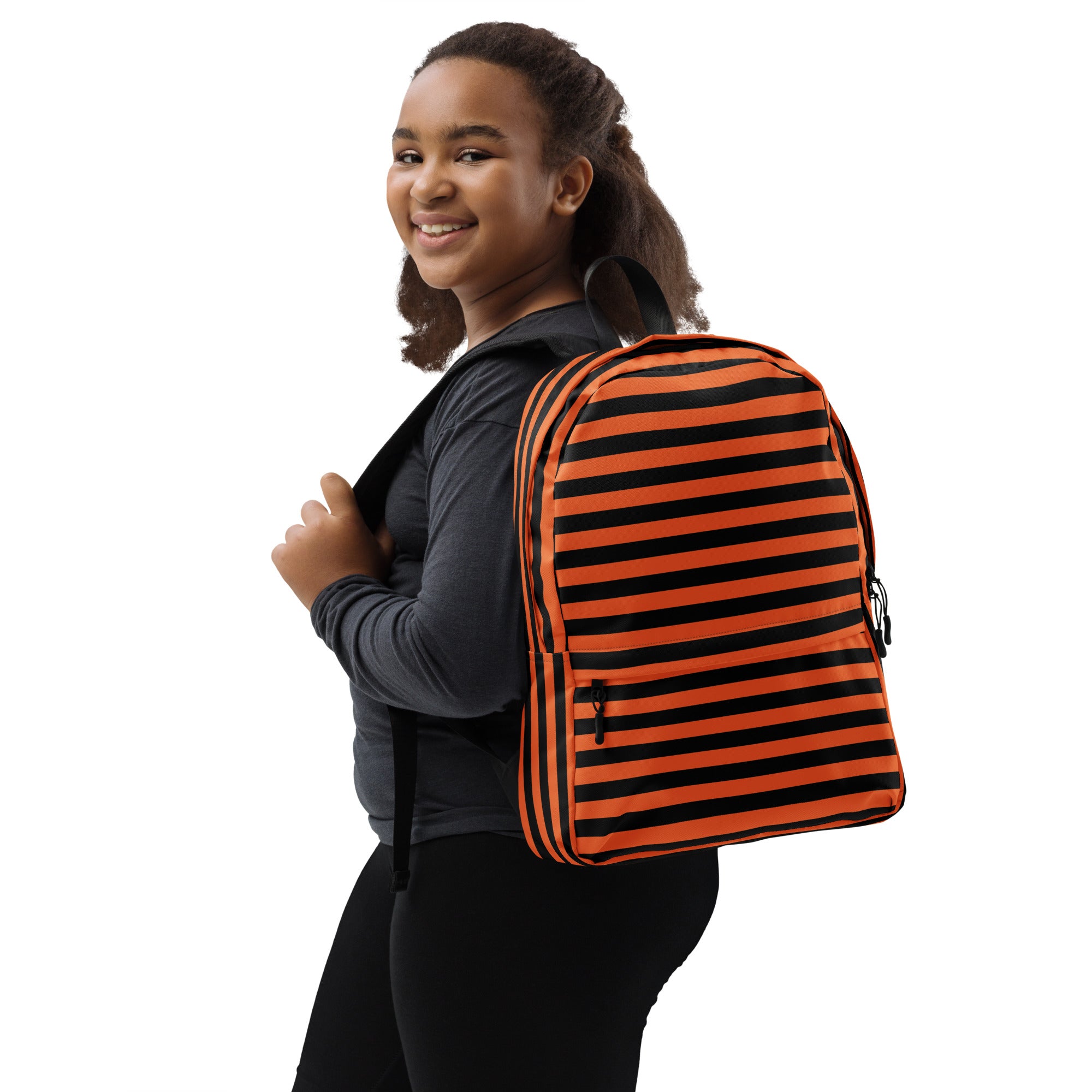 Kids Orange and Black Halloween Backpack - Water-Resistant School Bag With Adjustable Padded Straps & Breathable Mesh Back