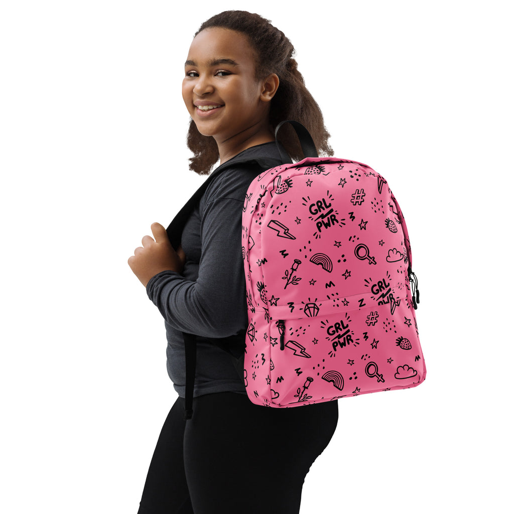 Girl Power Kids Backpack - Water-Resistant School Bag With Adjustable Padded Straps & Breathable Mesh Back
