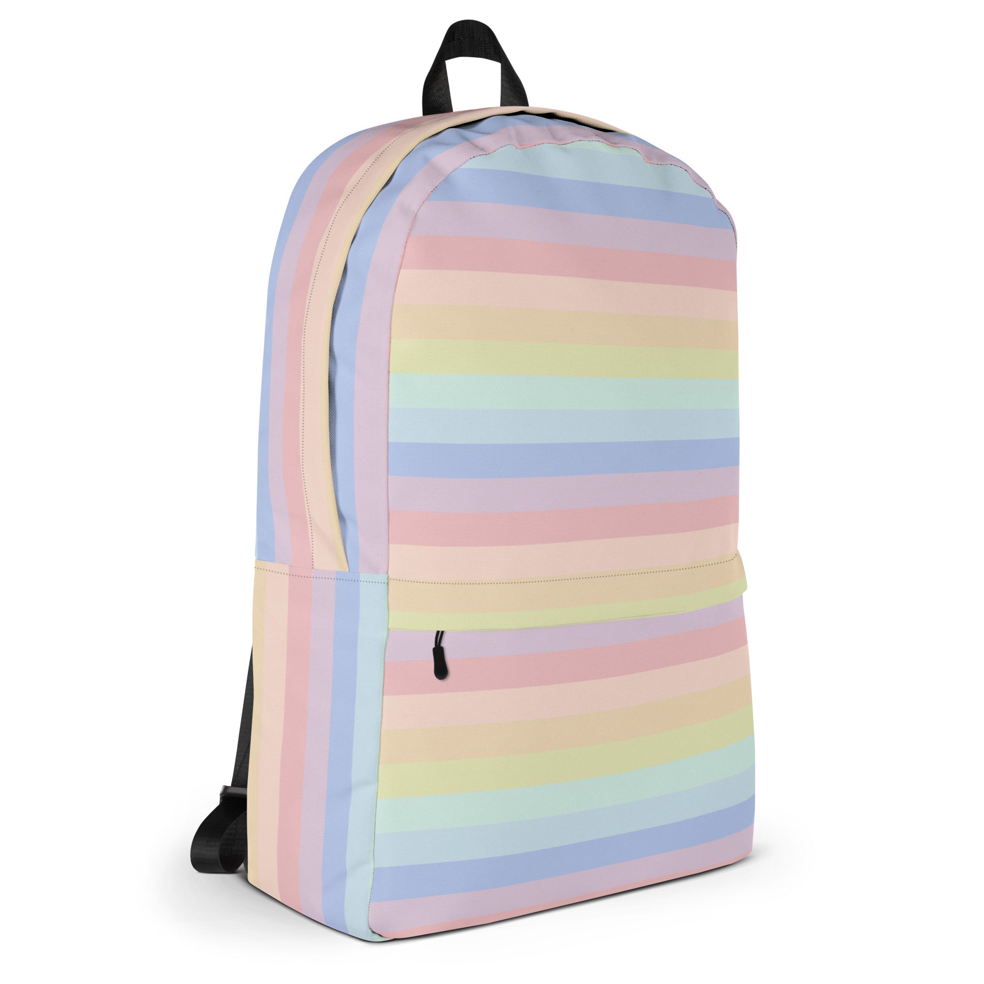 Girls Pastel Rainbow Stripe Backpack - Water-Resistant School Bag With Adjustable Padded Straps & Breathable Mesh Back