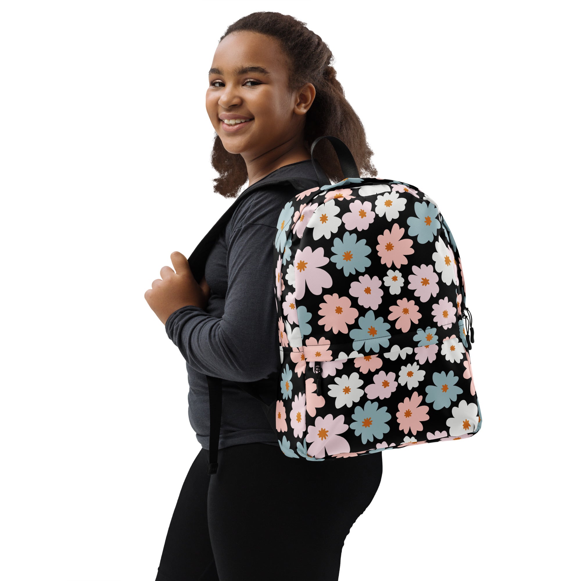 Girls Retro Floral Backpack - Water-Resistant School Bag With Adjustable Padded Straps & Breathable Mesh Back