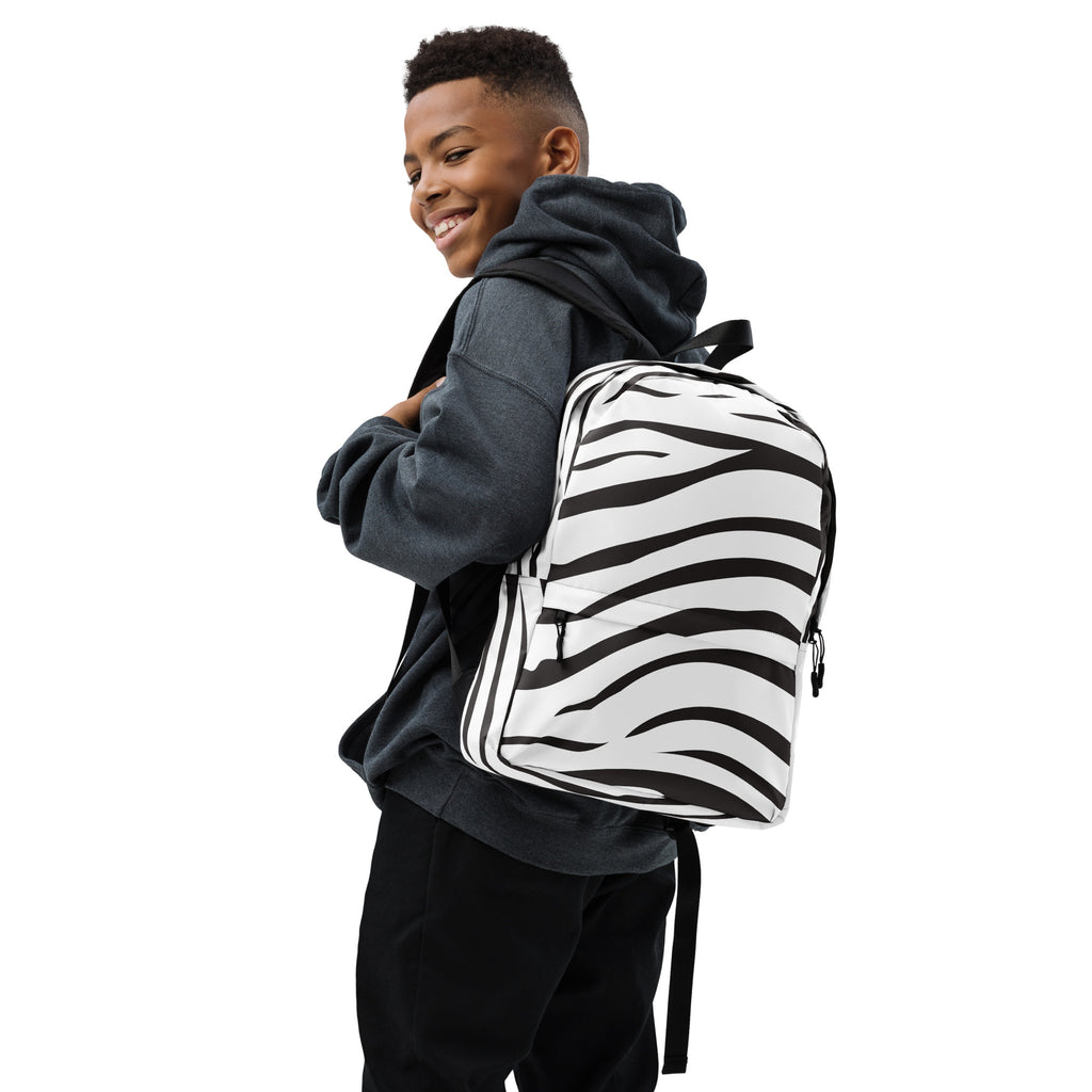 Kids Zebra Print Backpack - Water-Resistant School Bag With Adjustable Padded Straps & Breathable Mesh Back