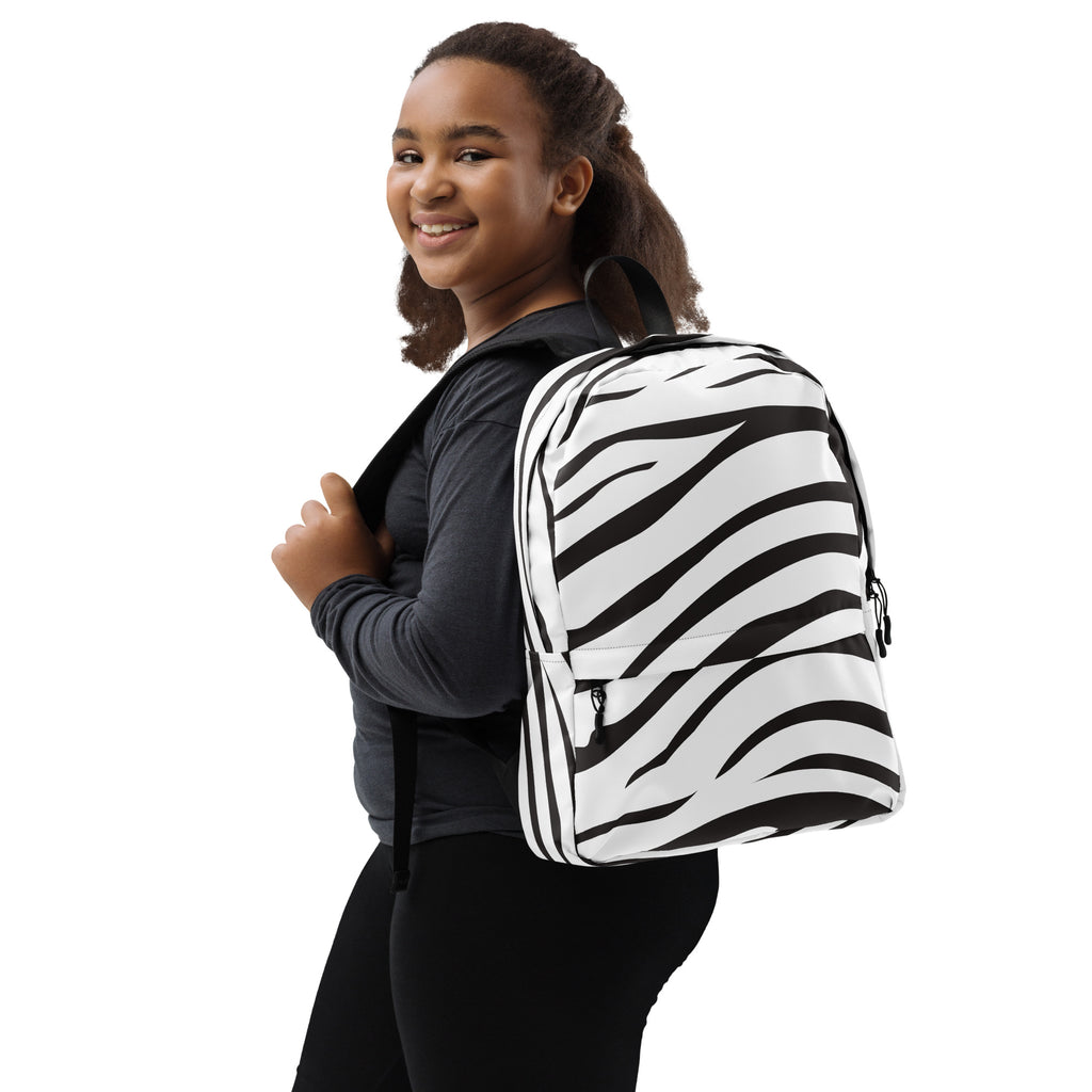 Kids Zebra Print Backpack - Water-Resistant School Bag With Adjustable Padded Straps & Breathable Mesh Back