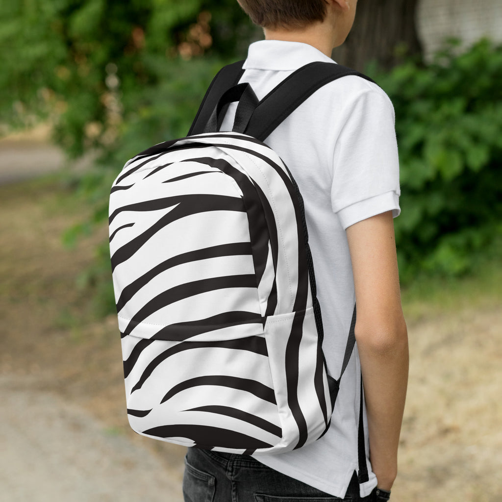 Kids Zebra Print Backpack - Water-Resistant School Bag With Adjustable Padded Straps & Breathable Mesh Back