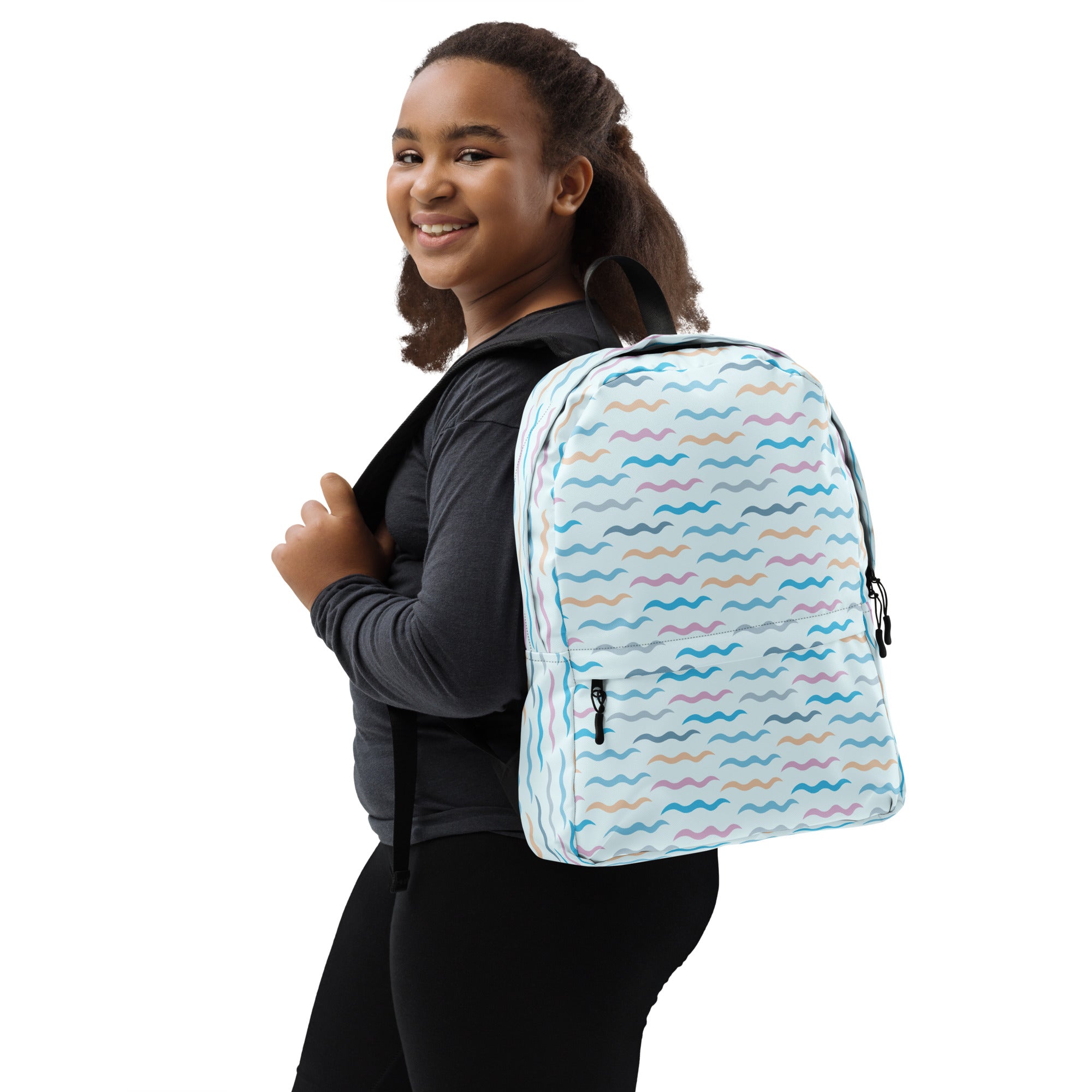 Kids Colorful Ocean Waves Backpack - Water-Resistant School Bag With Adjustable Padded Straps & Breathable Mesh Back