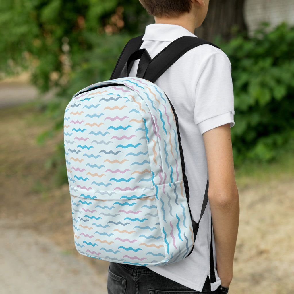 Kids Colorful Ocean Waves Backpack - Water-Resistant School Bag With Adjustable Padded Straps & Breathable Mesh Back