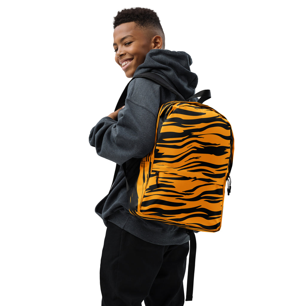 Kids Tiger Stripe Backpack - Water-Resistant School Bag With Adjustable Padded Straps & Breathable Mesh Back