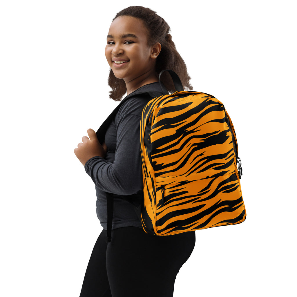 Kids Tiger Stripe Backpack - Water-Resistant School Bag With Adjustable Padded Straps & Breathable Mesh Back
