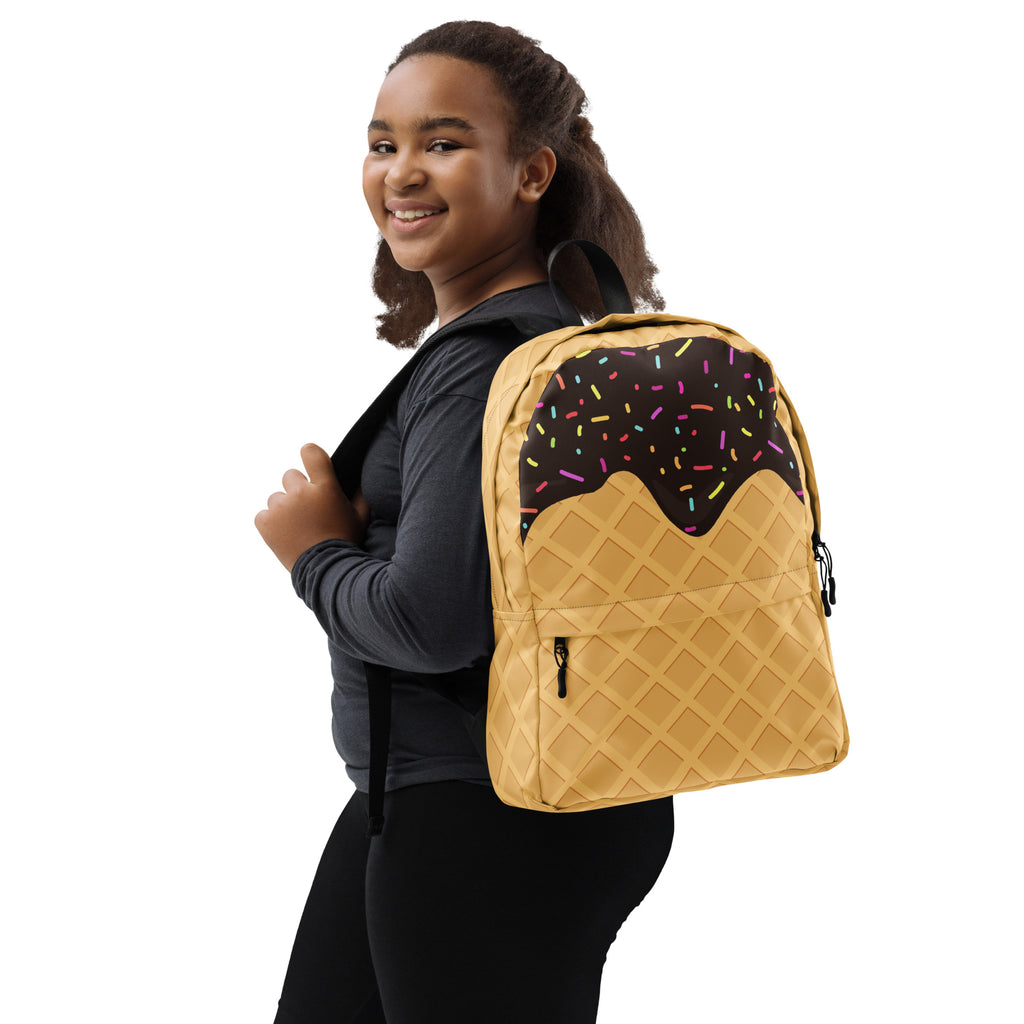 Kids Chocolate Ice Cream Cone Backpack - Water-Resistant School Bag With Adjustable Padded Straps & Breathable Mesh Back