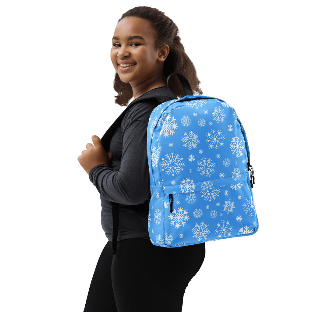 Kids Blue Snowflakes Backpack - Water-Resistant School Bag With Adjustable Padded Straps & Breathable Mesh Back