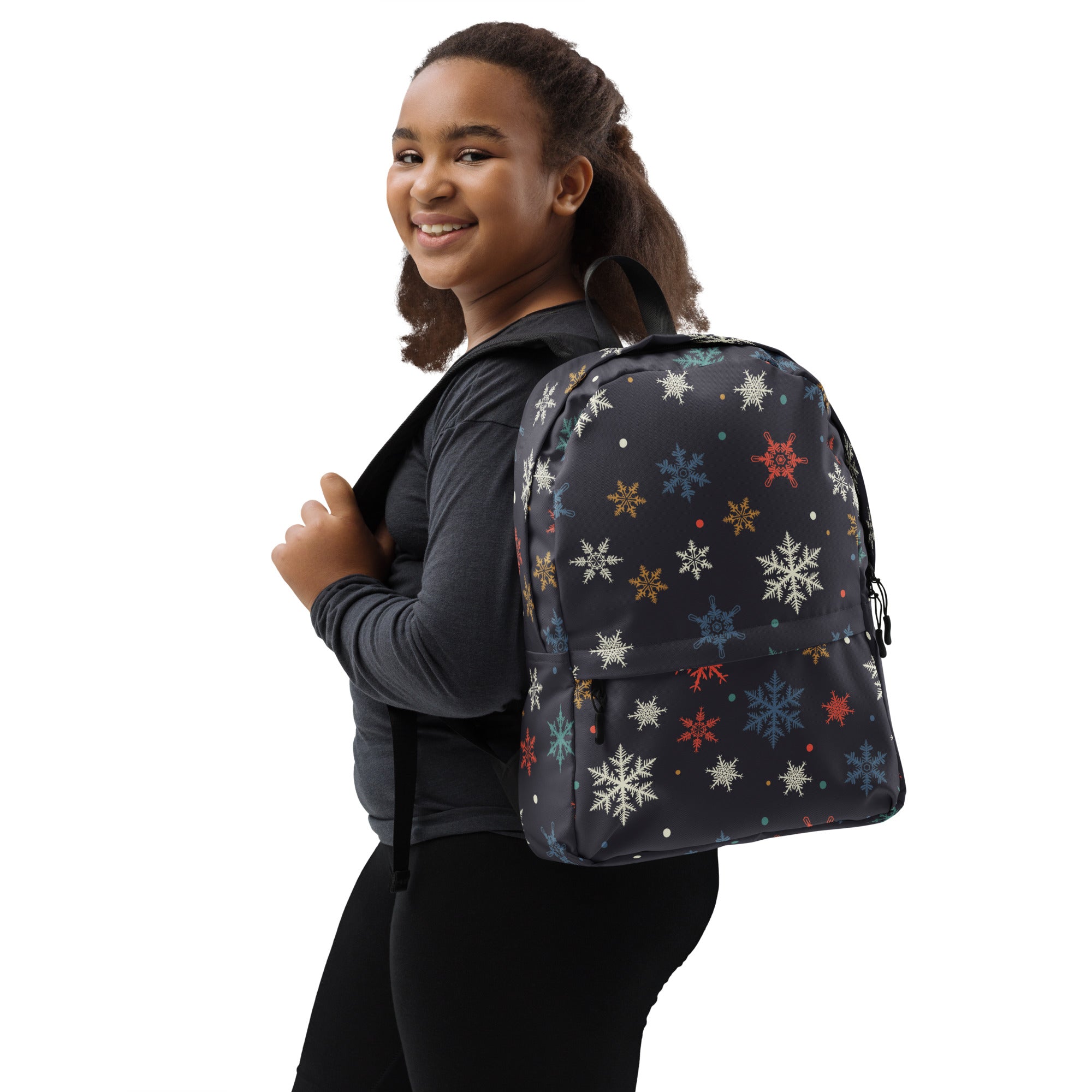 Kids Colorful Snowflake Christmas Backpack - Water-Resistant School Bag With Adjustable Padded Straps & Breathable Mesh Back