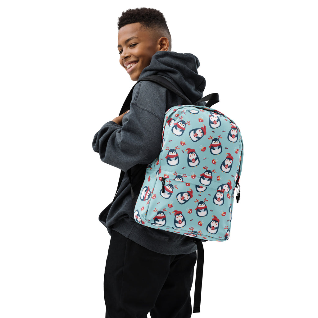 Kids Reindeer Penguin Christmas Backpack - Water-Resistant School Bag With Adjustable Padded Straps & Breathable Mesh Back