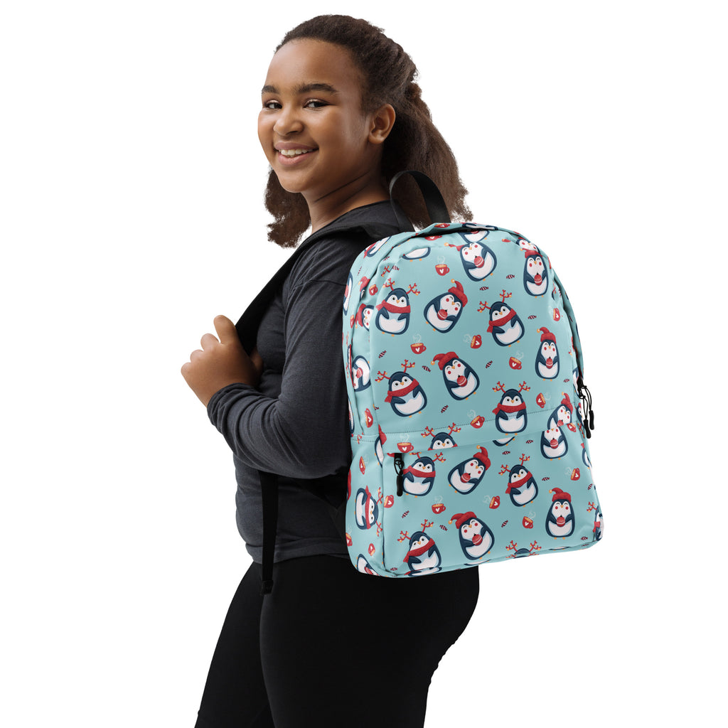 Kids Reindeer Penguin Christmas Backpack - Water-Resistant School Bag With Adjustable Padded Straps & Breathable Mesh Back