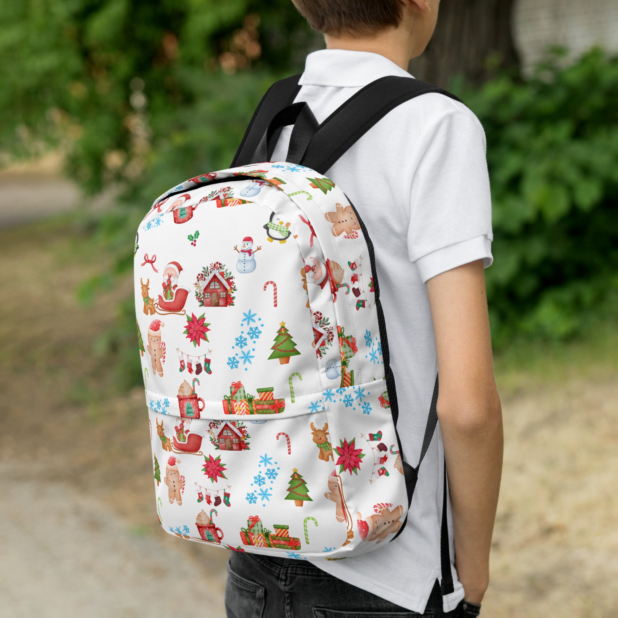 Kids Christmas Themed Backpack - Water-Resistant School Bag With Adjustable Padded Straps & Breathable Mesh Back