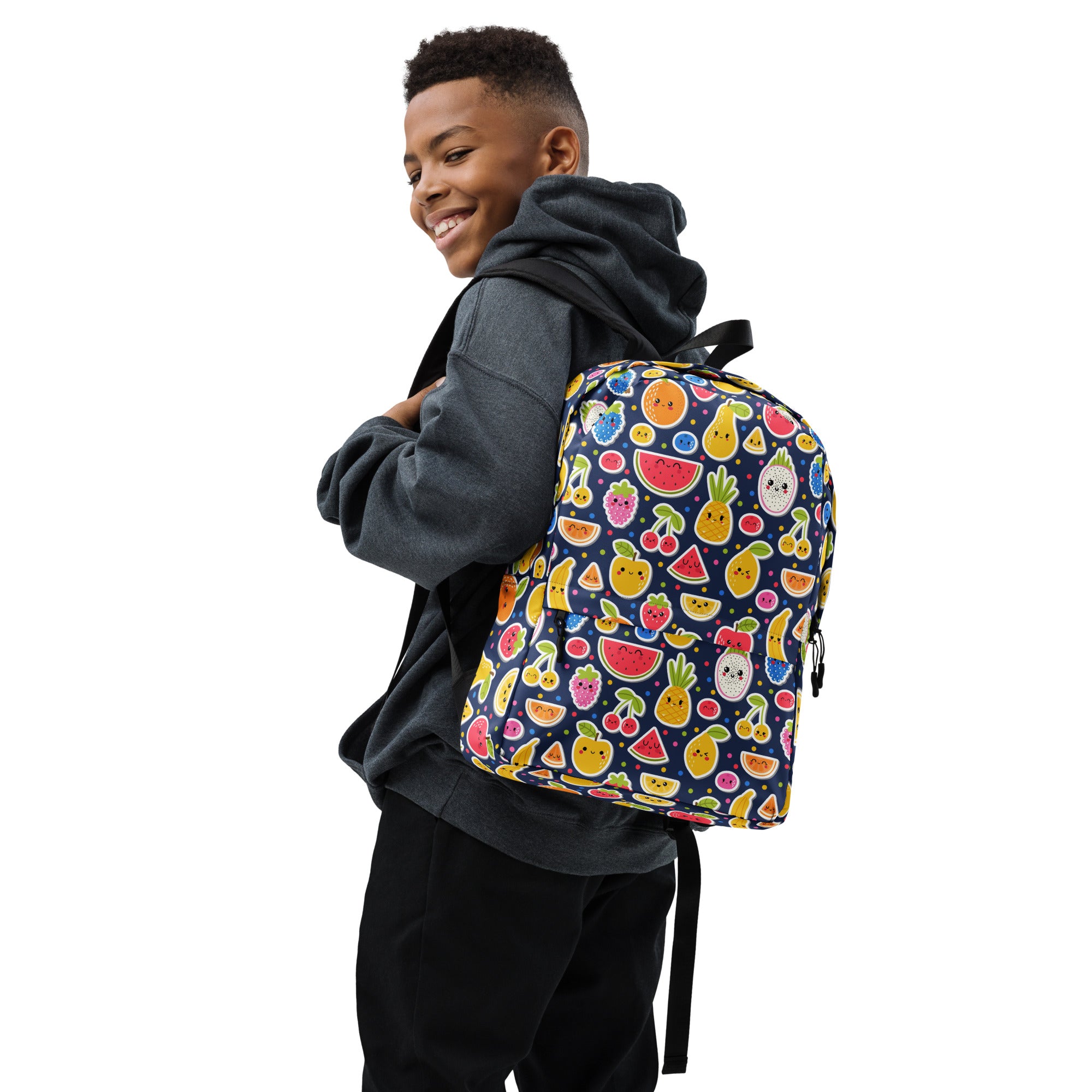 Kids Emoji Fruit Backpack - Water-Resistant School Bag With Adjustable Padded Straps & Breathable Mesh Back