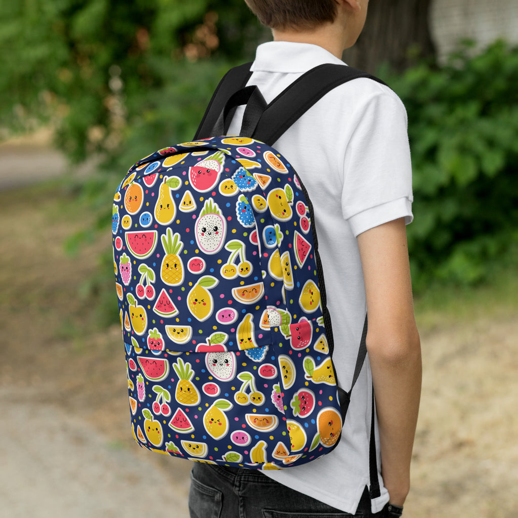 Kids Emoji Fruit Backpack - Water-Resistant School Bag With Adjustable Padded Straps & Breathable Mesh Back