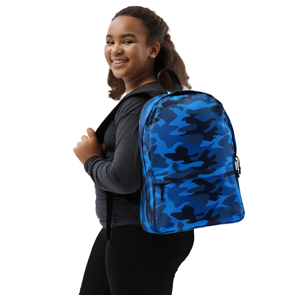 Kids Blue Camouflage Backpack - Water-Resistant School Bag With Adjustable Padded Straps & Breathable Mesh Back