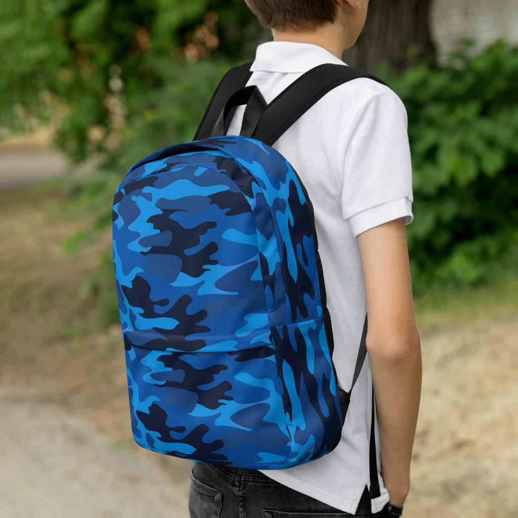 Kids Blue Camouflage Backpack - Water-Resistant School Bag With Adjustable Padded Straps & Breathable Mesh Back