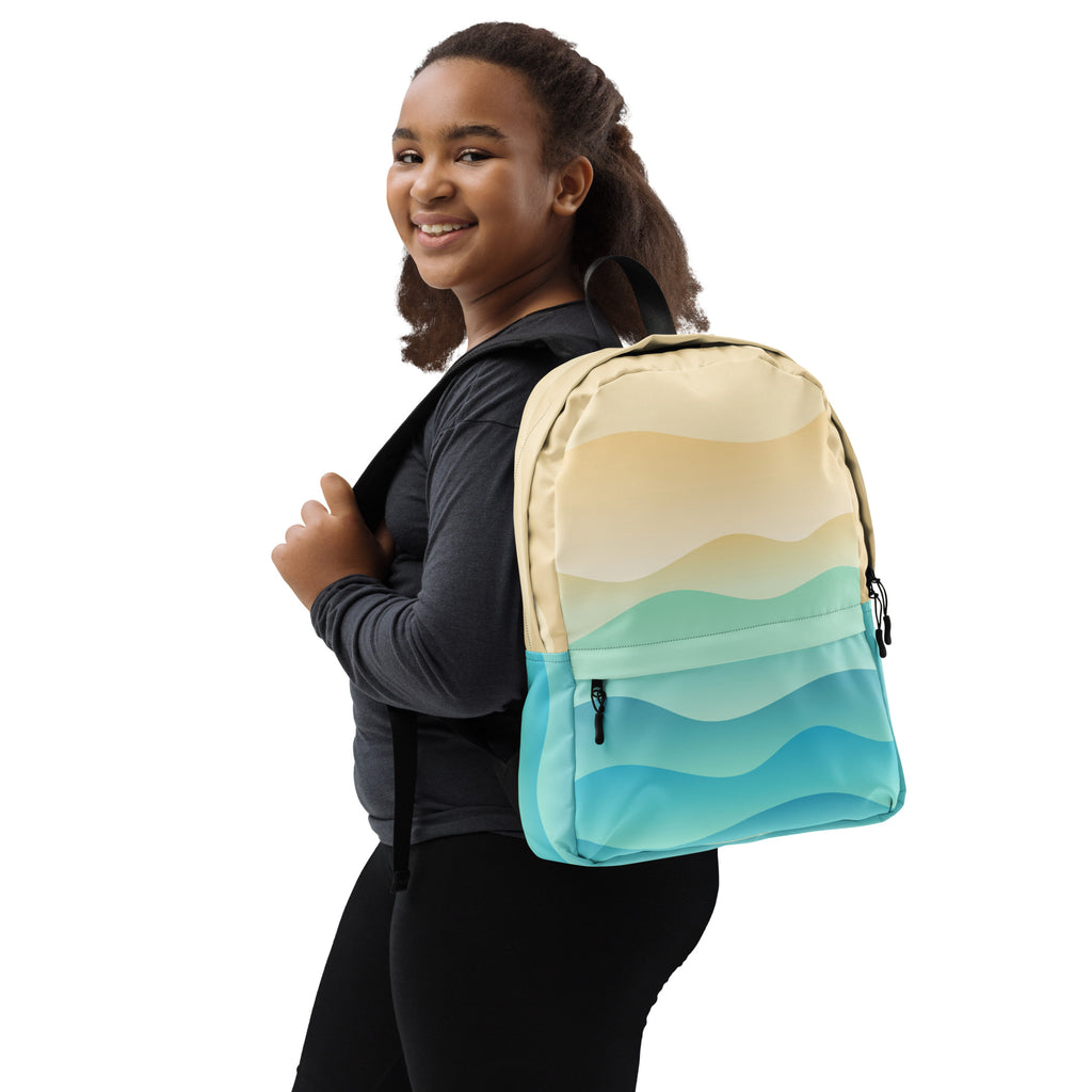Kids Ocean Waves Backpack - Water-Resistant School Bag With Adjustable Padded Straps & Breathable Mesh Back