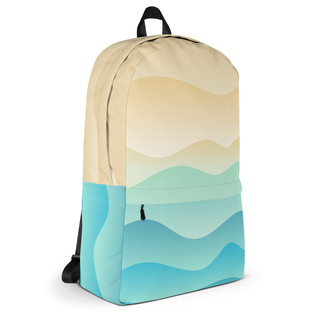 Kids Ocean Waves Backpack - Water-Resistant School Bag With Adjustable Padded Straps & Breathable Mesh Back