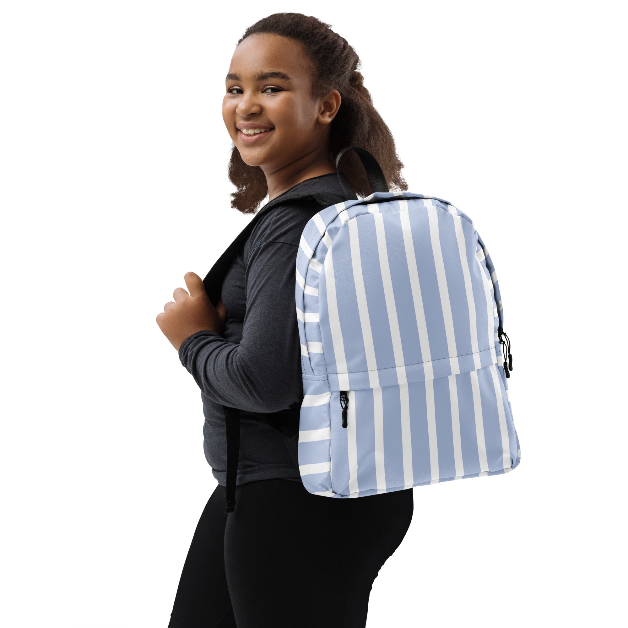 Kids Blue Stripe Backpack - Water-Resistant School Bag With Adjustable Padded Straps & Breathable Mesh Back