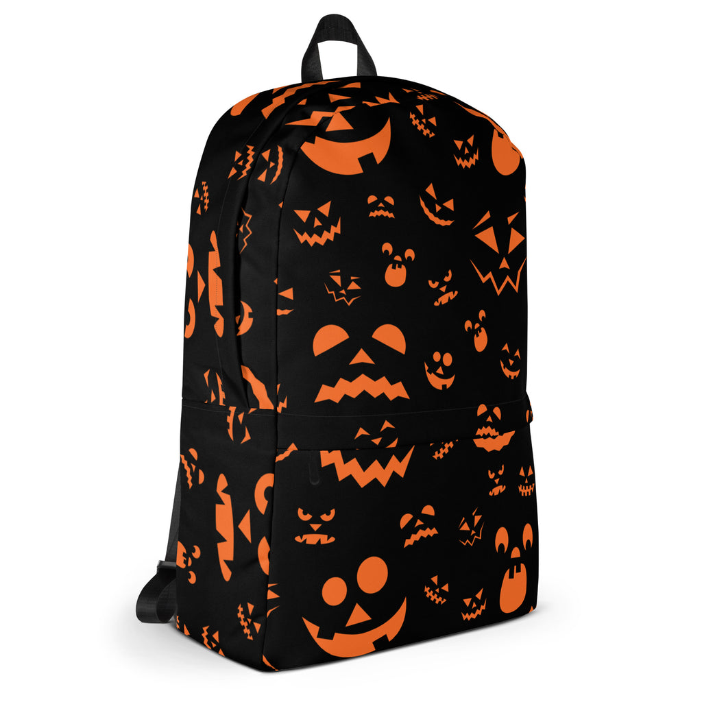 Kids Orange Jack-O’-Lantern Halloween Backpack - Water-Resistant School Bag With Adjustable Padded Straps & Breathable Mesh Back
