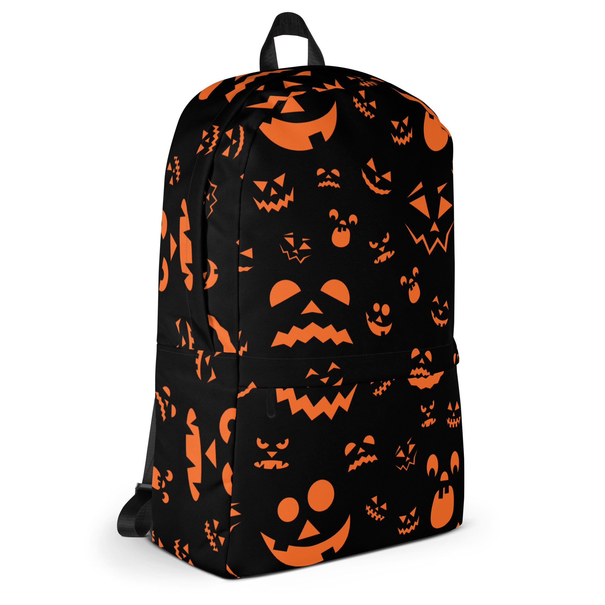 Kids Orange Jack-O’-Lantern Halloween Backpack - Water-Resistant School Bag With Adjustable Padded Straps & Breathable Mesh Back