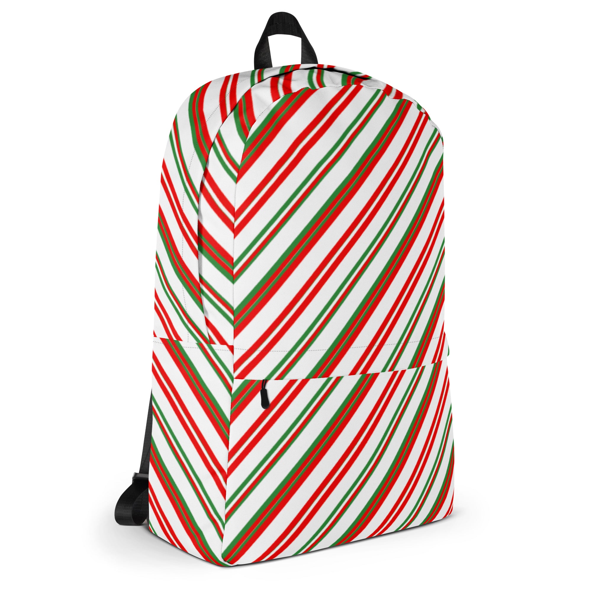 Kids Striped Peppermint Candy Cane Backpack - Water-Resistant School Bag With Adjustable Padded Straps & Breathable Mesh Back