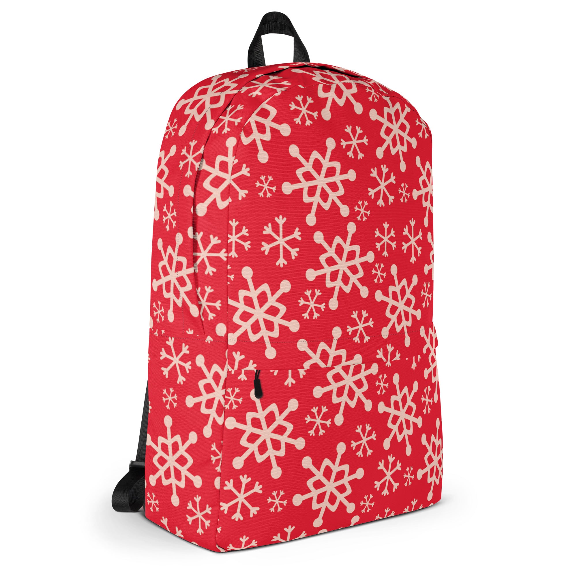 Kids Red Snowflake Backpack - Water-Resistant School Bag With Adjustable Padded Straps & Breathable Mesh Back