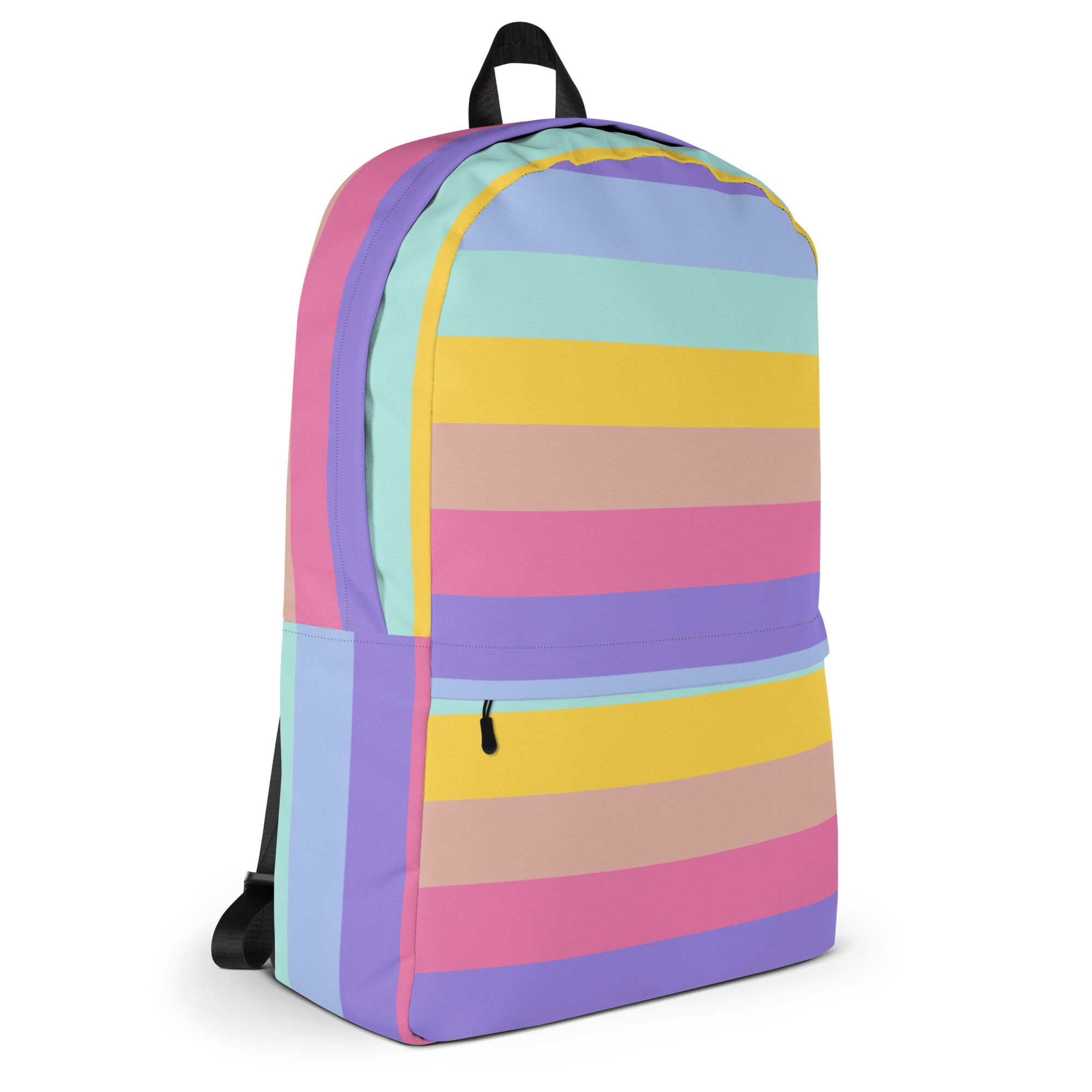 Girls Rainbow Stripe Backpack - Water-Resistant School Bag With Adjustable Padded Straps & Breathable Mesh Back