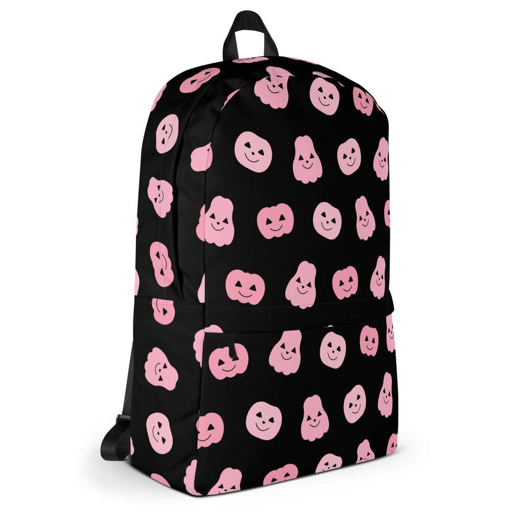 Girls Pink Pumpkins Halloween Backpack - Water-Resistant School Bag With Adjustable Padded Straps & Breathable Mesh Back