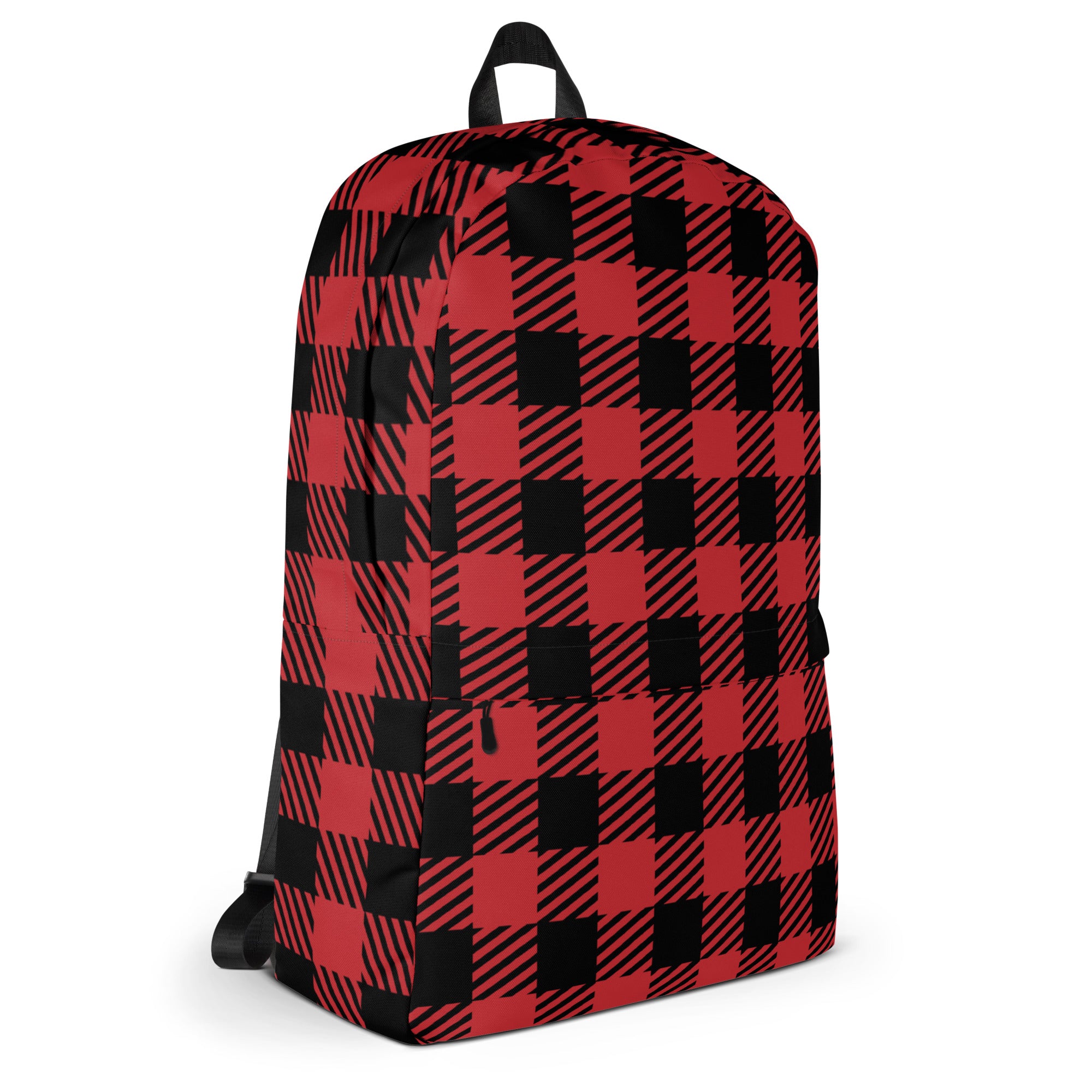 Kids Red Buffalo Plaid Backpack - Water-Resistant School Bag With Adjustable Padded Straps & Breathable Mesh Back