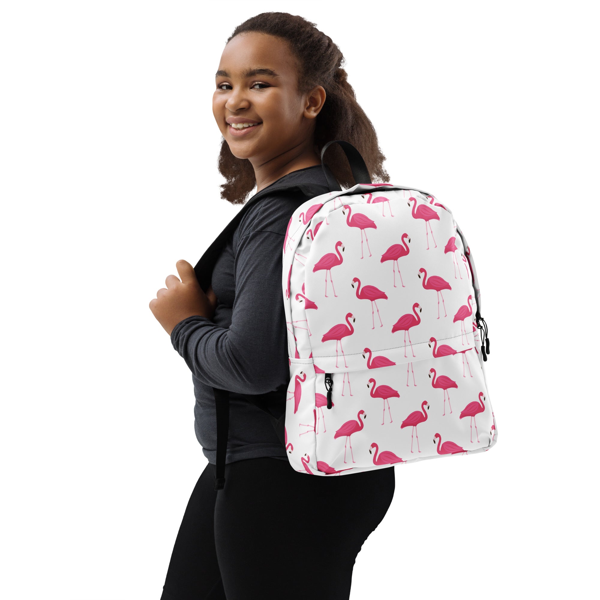 Girls Pink Flamingo Backpack - Water-Resistant School Bag With Adjustable Padded Straps & Breathable Mesh Back
