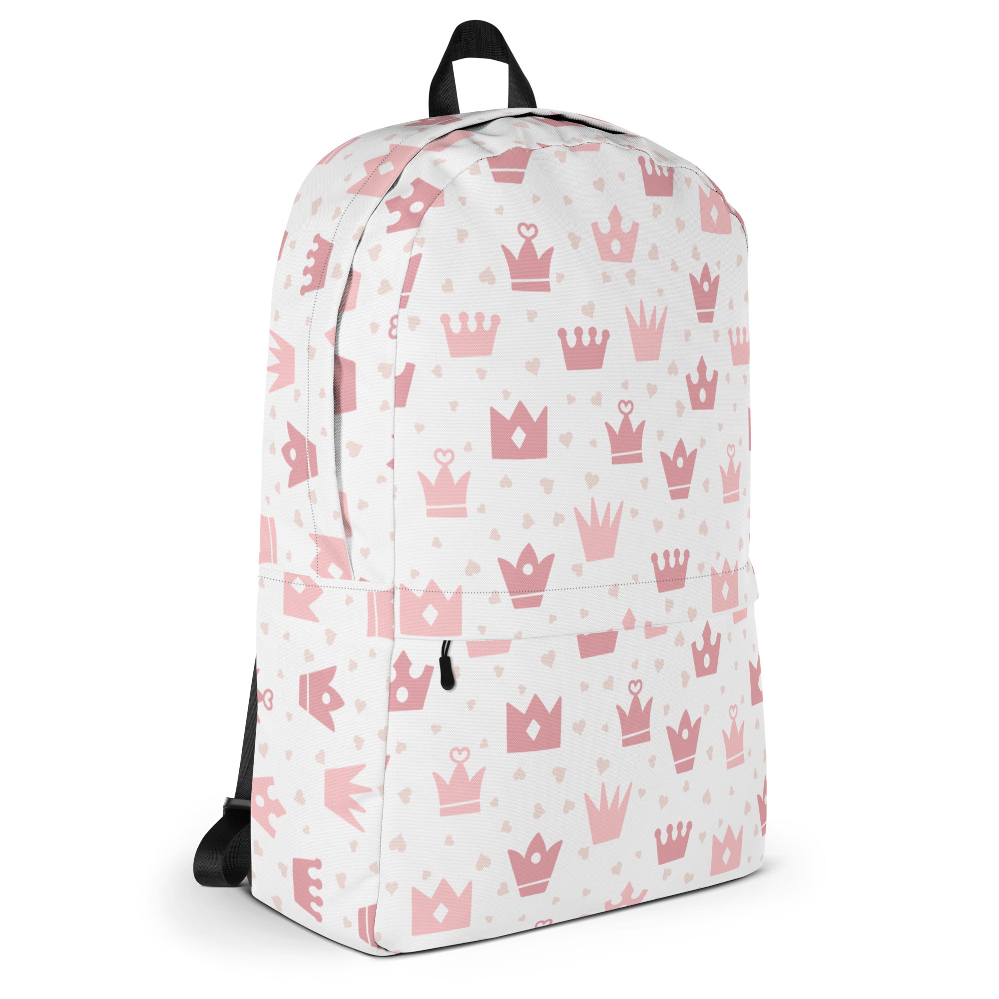 Girls Pink Crowns Backpack - Water-Resistant School Bag With Adjustable Padded Straps & Breathable Mesh Back