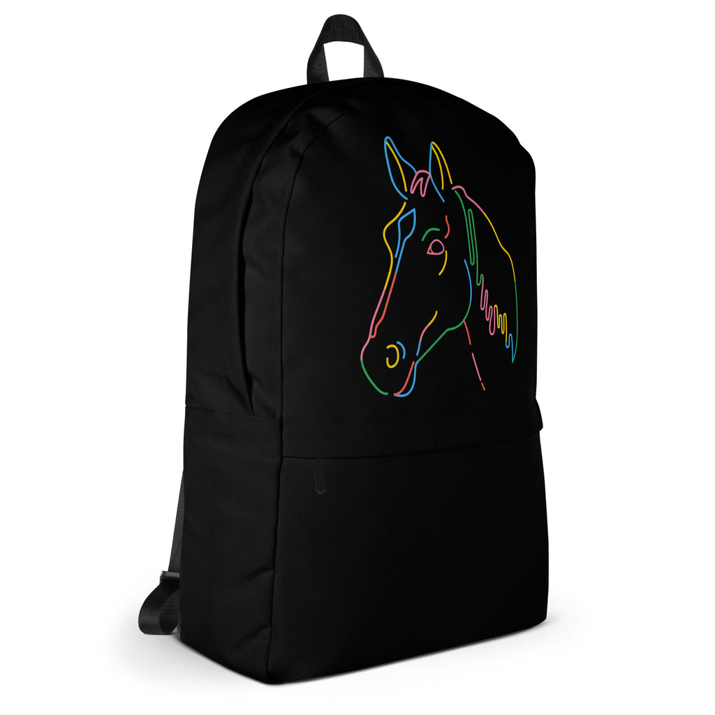 Kids Colorful Horse Outline Backpack - Water-Resistant School Bag With Adjustable Padded Straps & Breathable Mesh Back